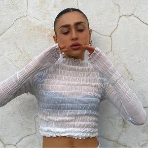 Lioness Mesh White Top